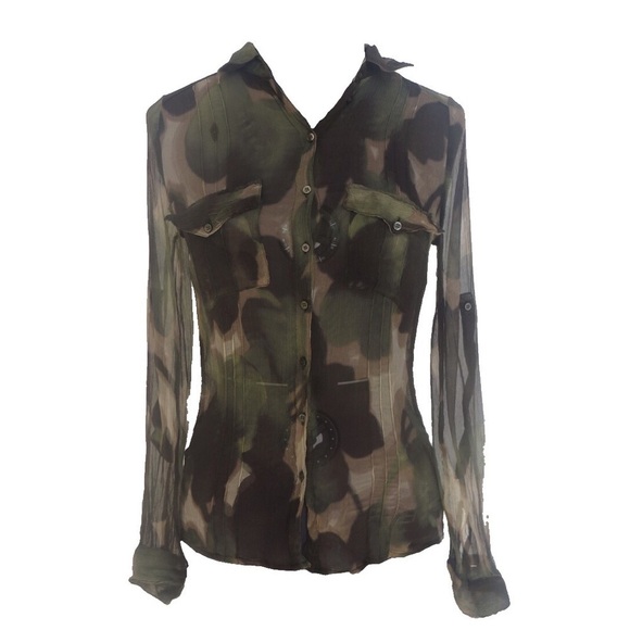 🔴CLEARANCE🔴 Sinequanone Sheer Camo Top - Picture 1 of 5